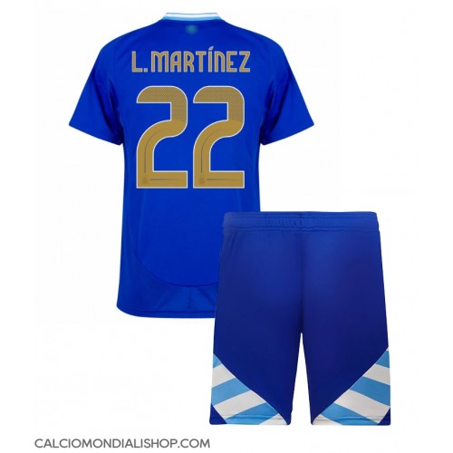 Maglie da calcio Argentina Lautaro Martinez #22 Seconda Maglia Bambino Copa America 2024 Manica Corta (+ Pantaloni corti)